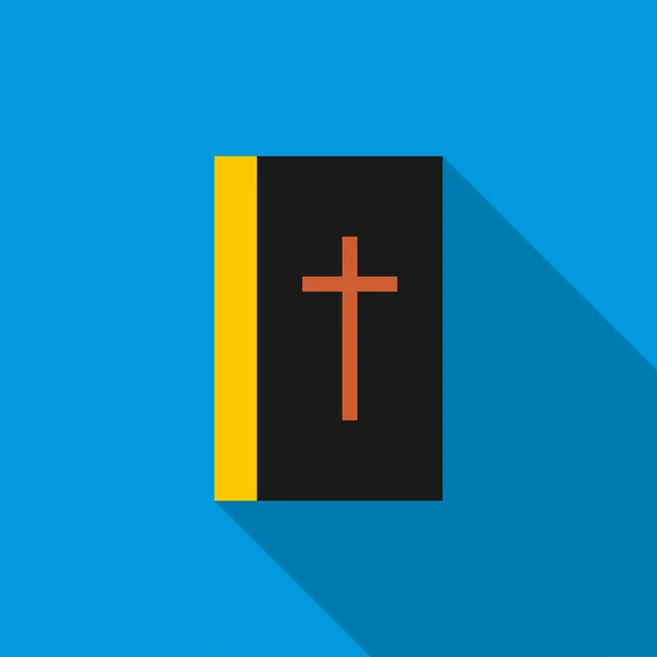 Černá bible ikona knihy, ploché styl — Stockový vektor