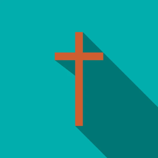 Icono de cruz cristiana en estilo plano — Vector de stock