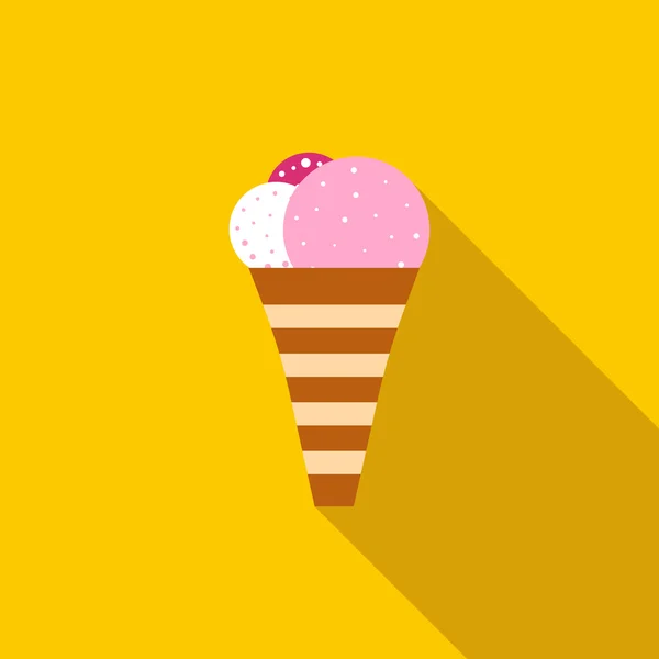 Mixed ice cream scoops in cone icon — Stock Vector