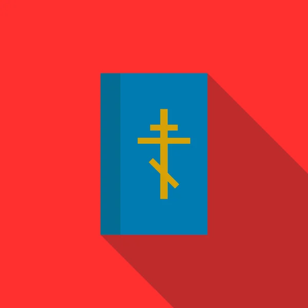 Blaues Bibelbuch-Symbol, flacher Stil — Stockvektor
