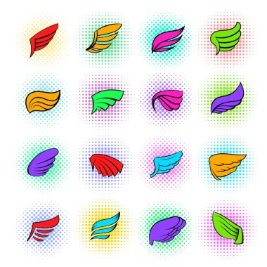 Kanatları Icons set, popüler sanat tarzı