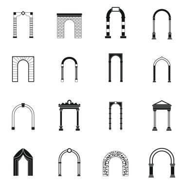 Arch set icons, simple style clipart