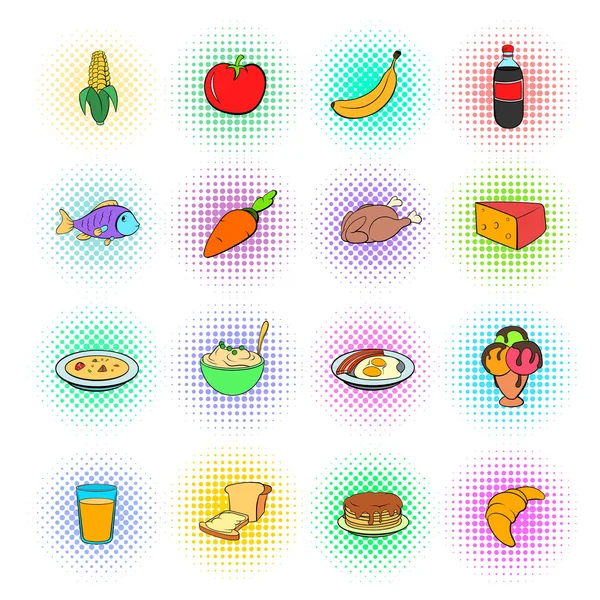 Conjunto de ícones de comida, estilo pop-art —  Vetores de Stock