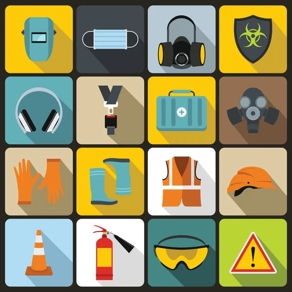 Conjunto de iconos de seguridad, estilo plano — Vector de stock