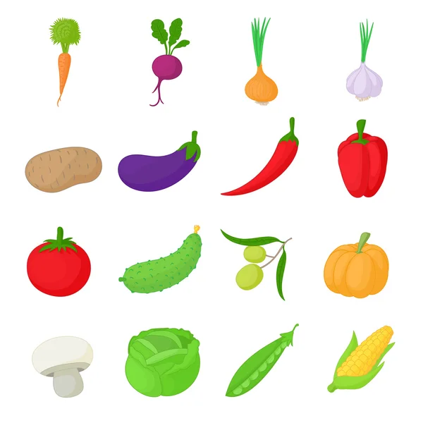 Conjunto de ícones de vegetais, estilo cartoon —  Vetores de Stock