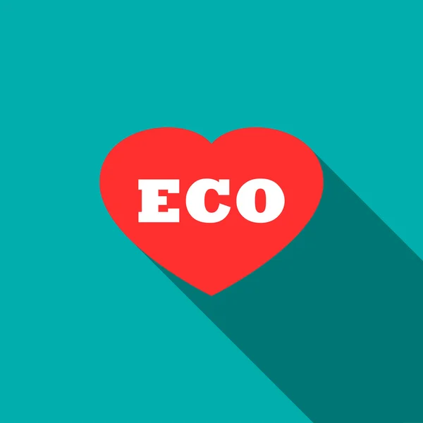 Eco φιλικό έννοια με το εικονίδιο καρδιά, επίπεδη στυλ — Διανυσματικό Αρχείο
