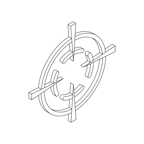 Fadenkreuz-Symbol, isometrischer 3D-Stil — Stockvektor