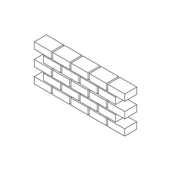 Teil der Ziegelwand-Ikone, isometrischer 3D-Stil — Stockvektor