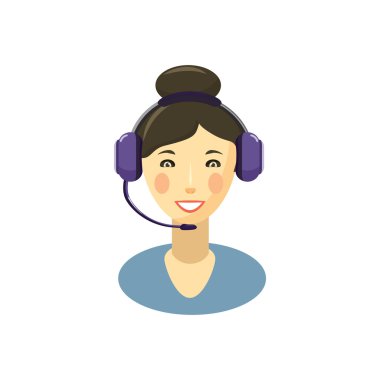 Çağrı Merkezi operatörü kulaklık simgesi ile gülümseyen