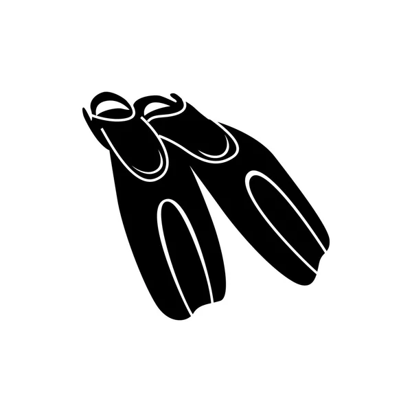 Chinelos pretos para ícone de mergulho, estilo simples — Vetor de Stock