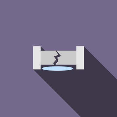 Water pipe broken icon, flat style clipart