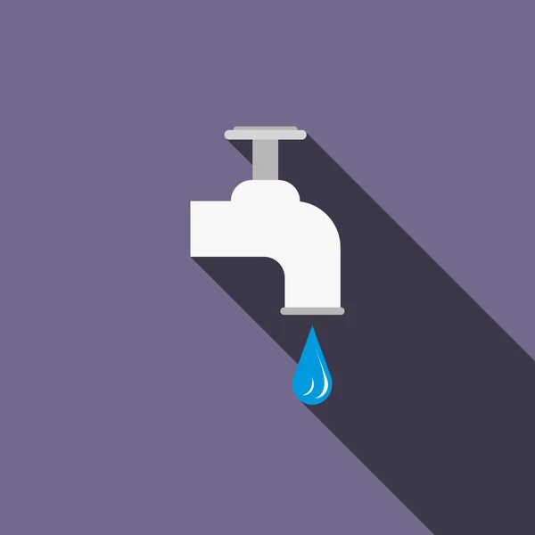 Dripping tap with drop icon, flat style — Stock Illustration Dripping tap with drop icon, flat style Vector Graphics