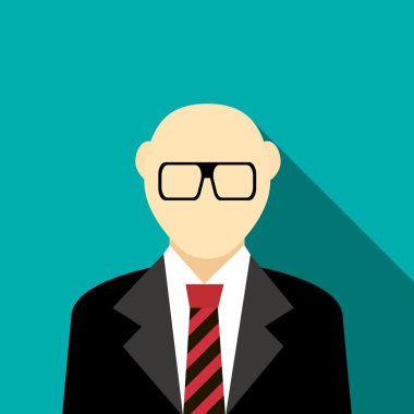 Kel adam bir sakal ve gözlük takım elbise simgesi