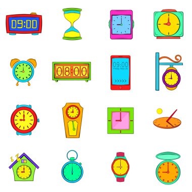 Zaman ve masa saati simgeler kümesi, popüler sanat tarzı