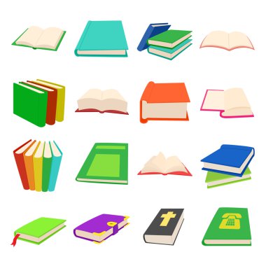 Kitap simgeleri seti, karikatür tarzı