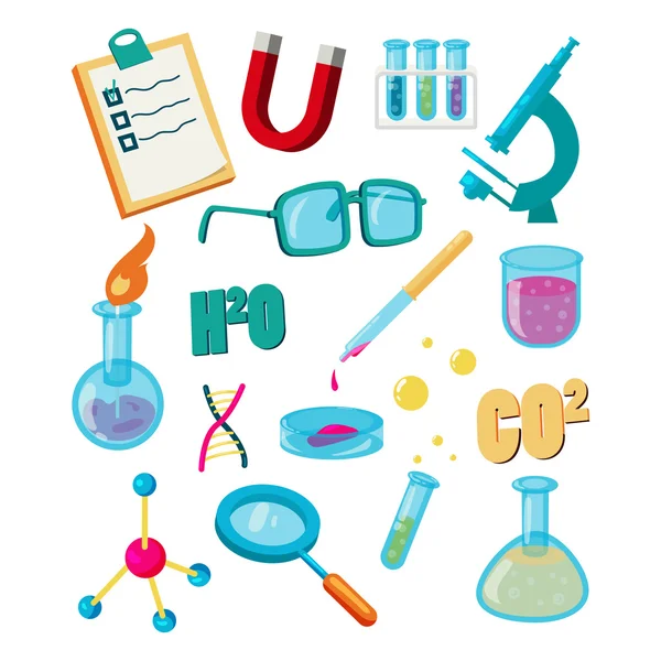 Science Icons Set, Cartoon-Stil — Stockvektor