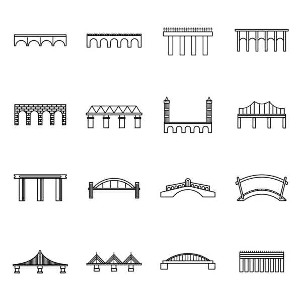 Icônes de jeu de pont, style ligne mince — Image vectorielle