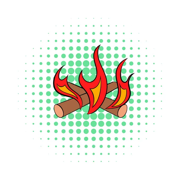 Icono de fuego de campamento, estilo cómics — Vector de stock