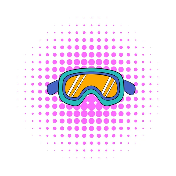 Ski goggles icon, comics style — Stock Vector