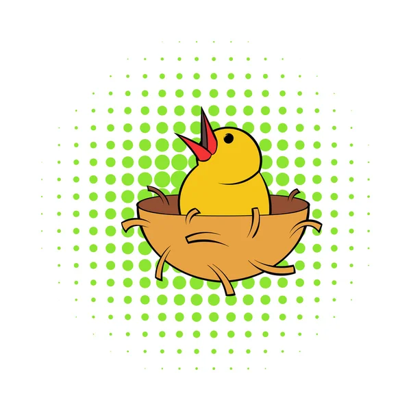 Poussin dans nid icône, BD style — Image vectorielle