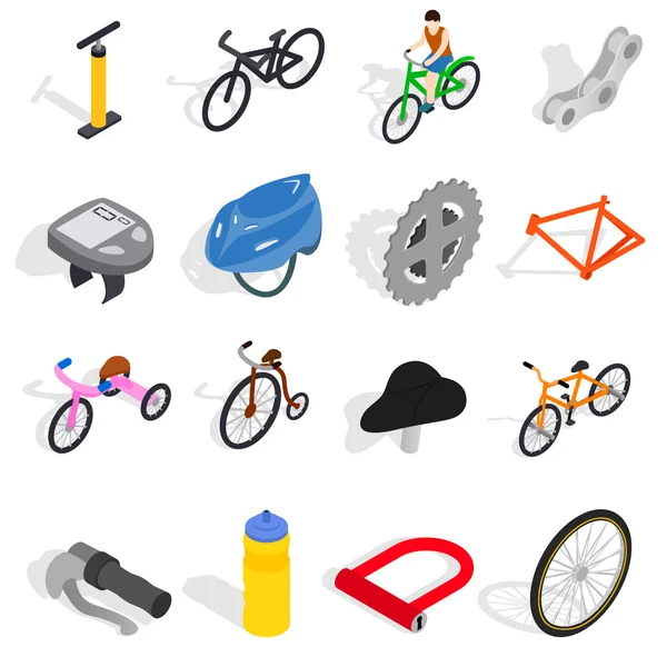 Fahrradsymbole Set, isometrischer 3D-Stil — Stockvektor