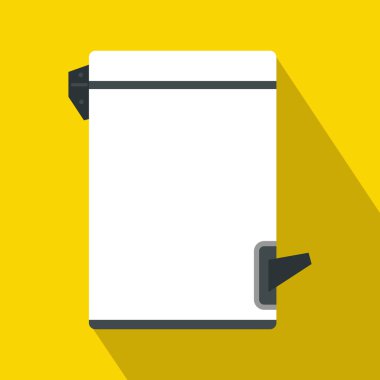 Çöp kutusu devirme kapak simgesi, düz stil ile