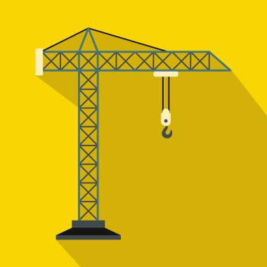 İnşaat vinç simgesi, düz stil