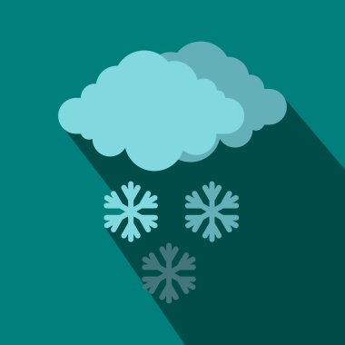 bulut ve kar taneleri simgesi, düz stil
