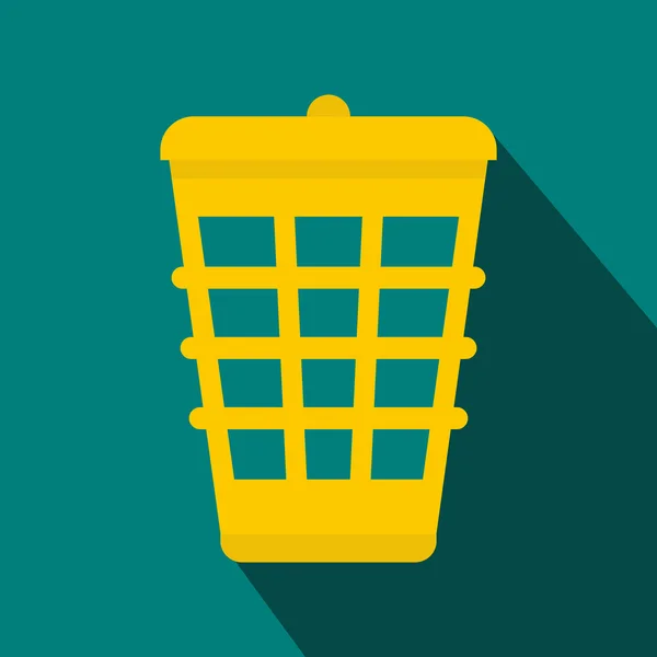 Yellow trash icon, flat style — Stock Vector