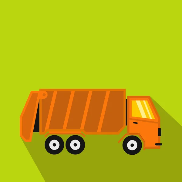 Garbage truck icon, flat style — Stock Vector