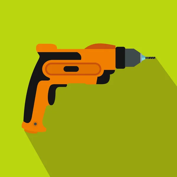 Orange kézi fúró ikon, lapos stílusú — Stock Vector