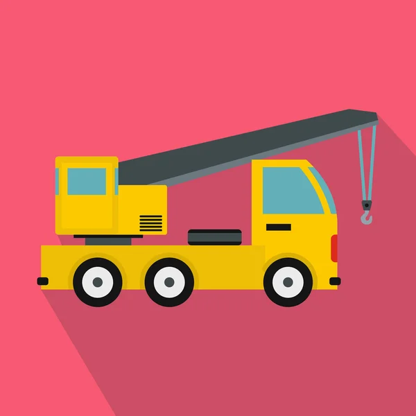 Truck mounted crane icon, flat style — Stock Vector