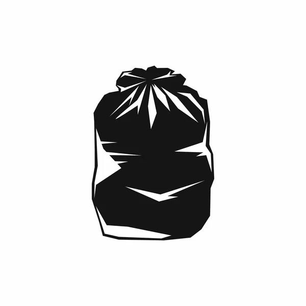 Icono de bolsa de basura negra, estilo simple — Vector de stock