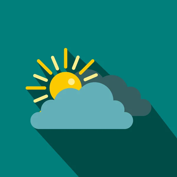 Icono de sol y nube en estilo plano — Vector de stock