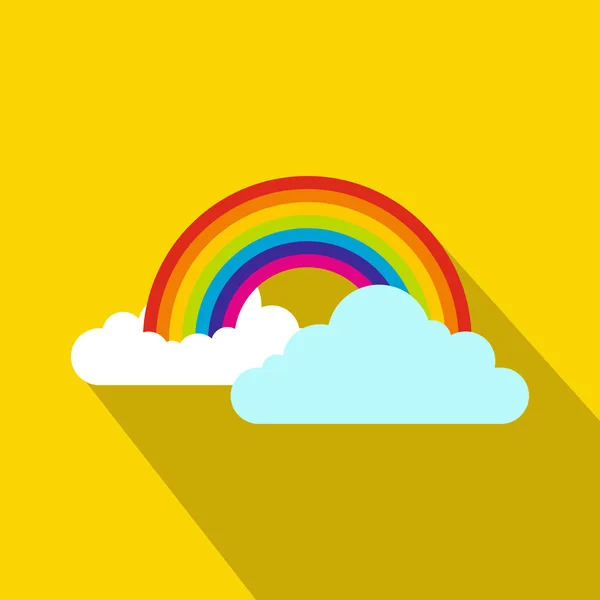 Regenbogen und Wolken Ikone, flacher Stil — Stockvektor