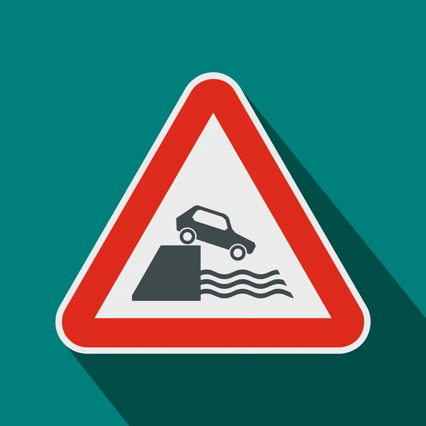 Reverbank traffic sign icon, flat style — стоковый вектор