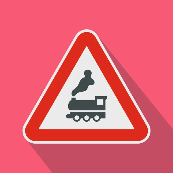 Uyarı işareti demiryolu geçişi bariyer simgesi olmadan — Stok Vektör