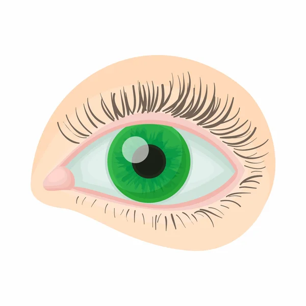 İnsan gözü yeşil simge, karikatür tarzı — Stok Vektör