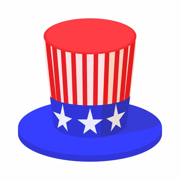 Chapéu no ícone cores da bandeira dos EUA, estilo dos desenhos animados — Vetor de Stock