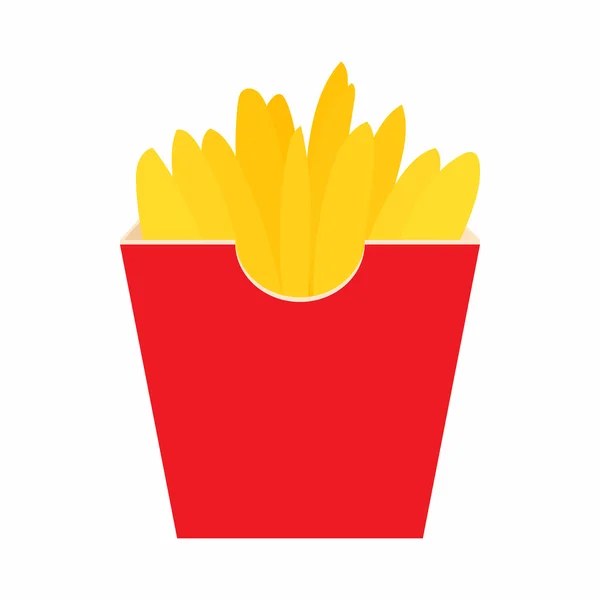 Pommes frites potatis i rött papper box ikon — Stock vektor