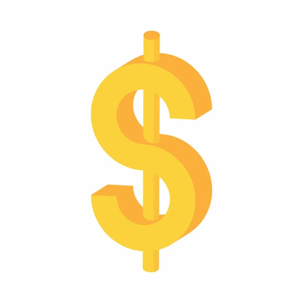 Sarı dolar işareti simgesi, karikatür tarzı — Stok Vektör