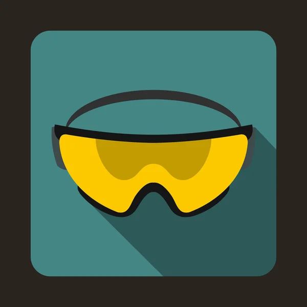 Gele veiligheidsbril pictogram, vlakke stijl — Stockvector