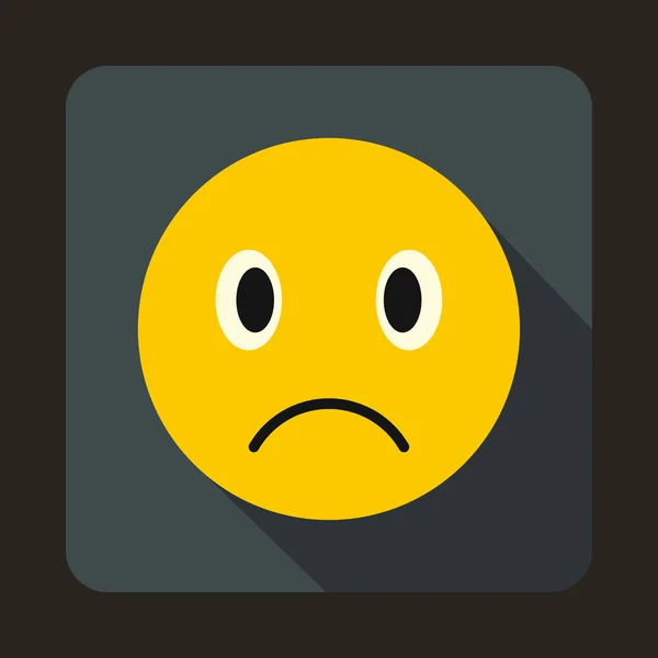 Sad emoticon icon, flat style — Stock Vector