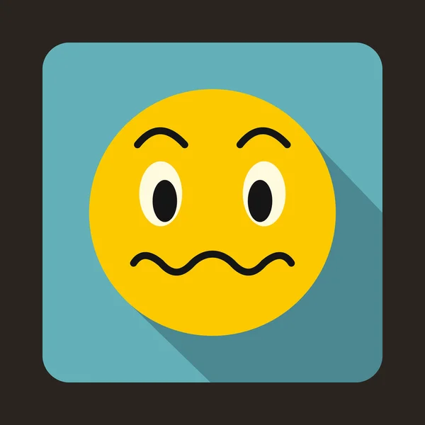 Verdachte emoticon pictogram, vlakke stijl — Stockvector