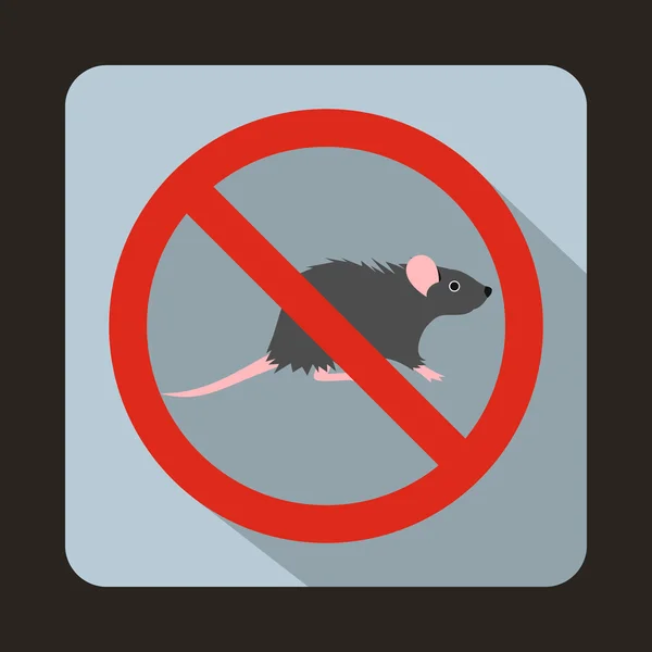 No hay ratas signo icono, estilo plano — Vector de stock