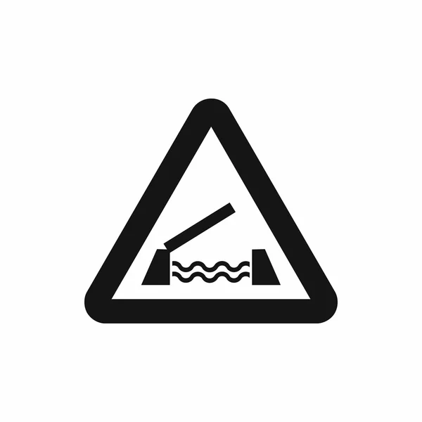Signe d'avertissement de pont levant icône, style simple — Image vectorielle