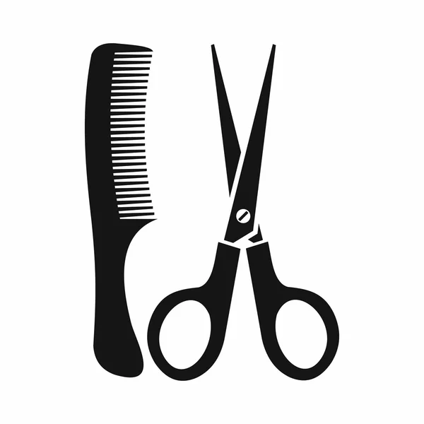 Scissors and comb icon, simple style — Stock Vector