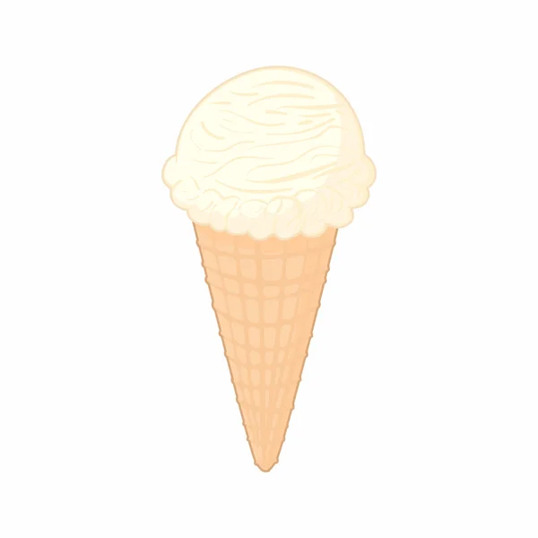 Icono de cono de helado de vainilla, estilo de dibujos animados — Archivo Imágenes Vectoriales