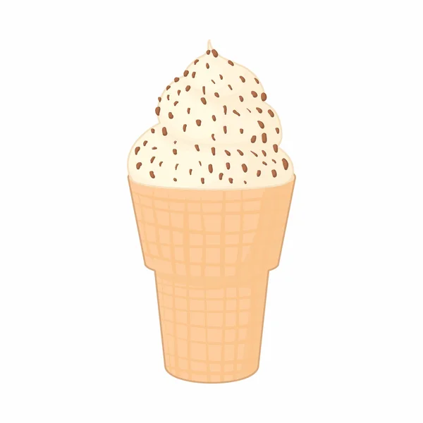 Helado con el icono de chips de chocolate, estilo de dibujos animados — Archivo Imágenes Vectoriales