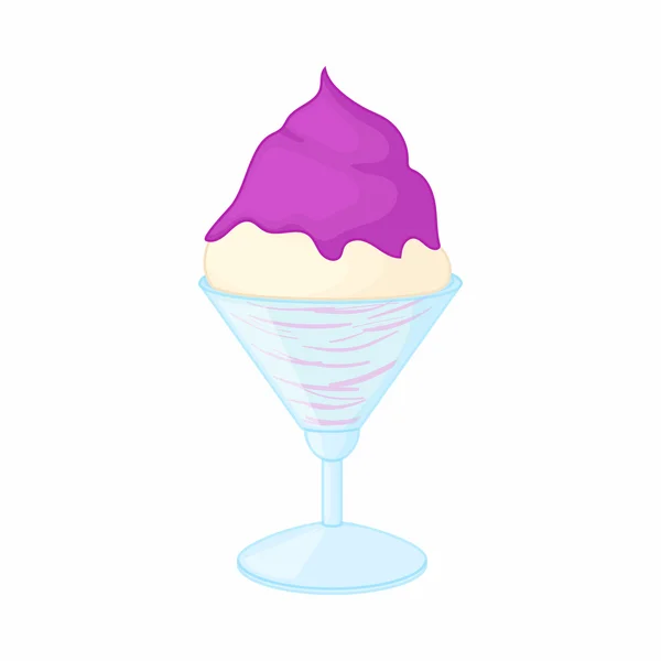 Vanilla ice cream with blueberry sauce icon — Stock Vector